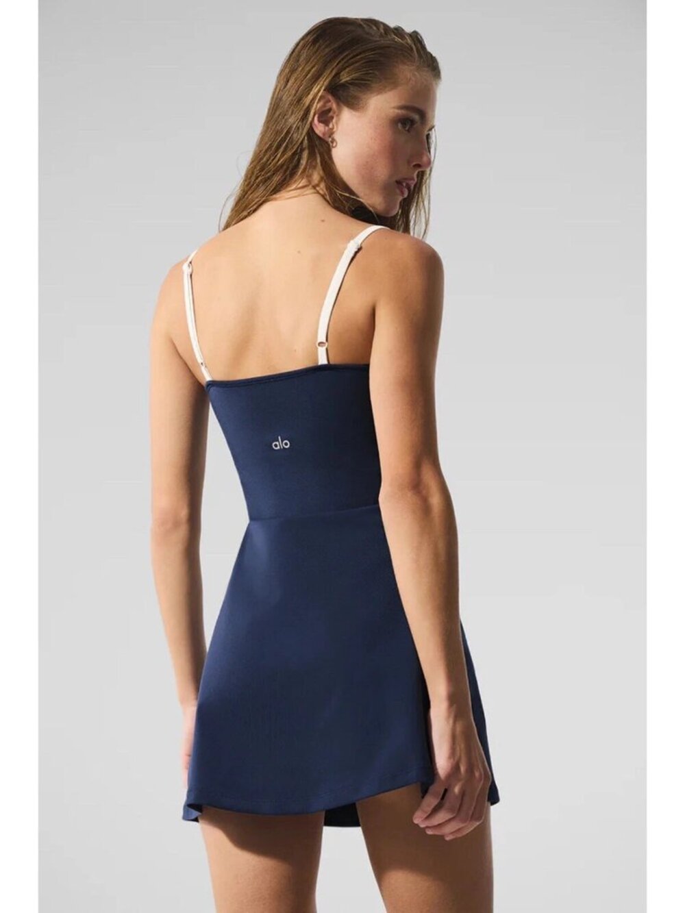 Alo Yoga Airbrush Streamlined Dress - Navy / White - Size XS - Picture 7 of 12